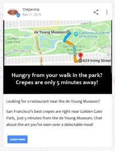 Indication Google Post