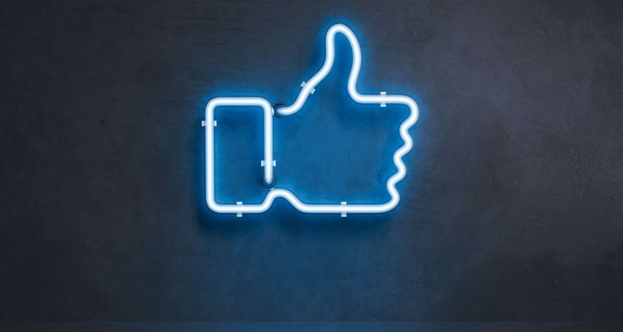 blue Facebook thumbs up "like" button
