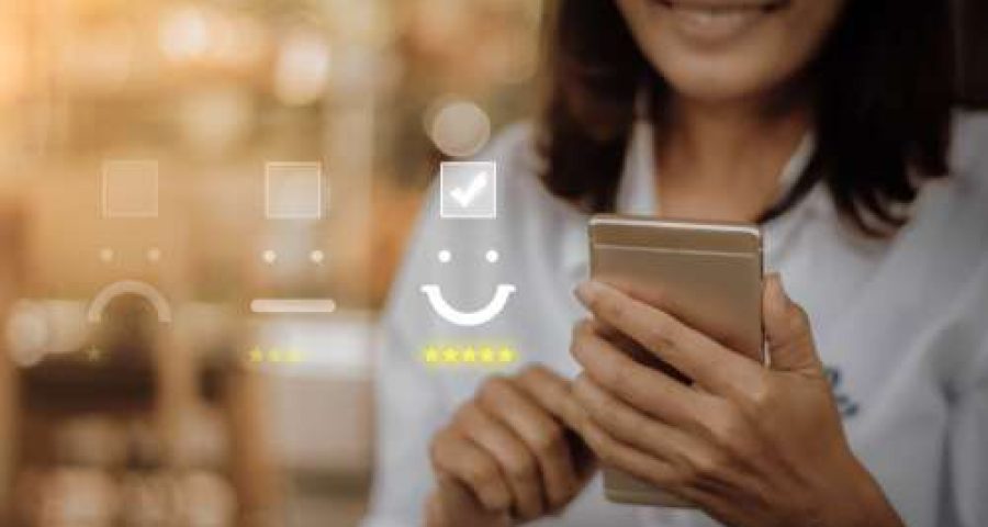 woman selecting her user experience on a mobile device