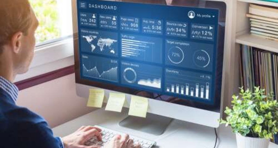 A man looking at analytics reports for his website