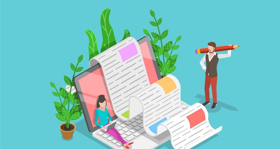 Isometric,Flat,Vector,Concept,Of,Creative,Blogging,,Commercial,Blog,Posting,