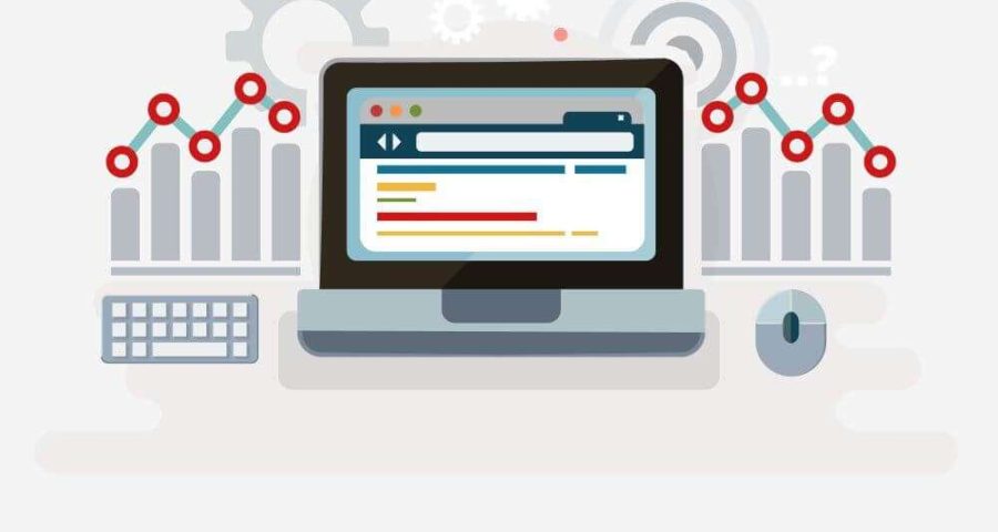 SEO Management graphic with computer