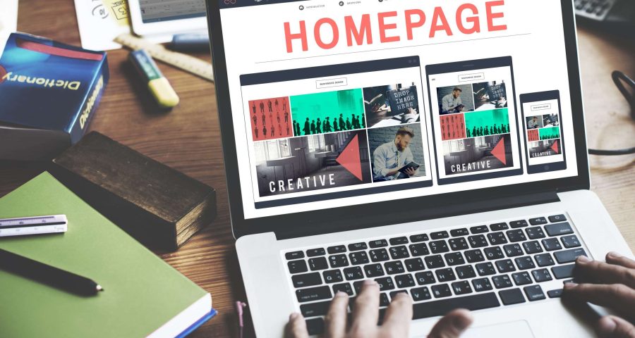 homepage on a laptop