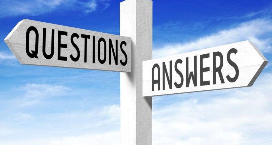 Signs pointing to questions and answers