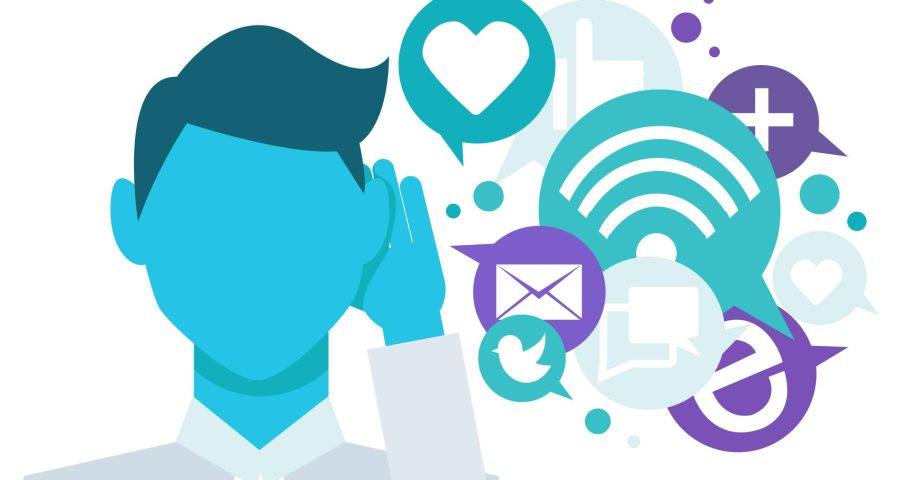 Banner,Social,Listening.,The,Man,Leaned,His,Hand,To,His