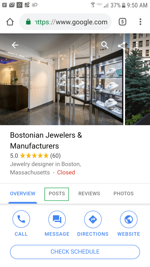 screenshot of a local search pack result on a mobile device